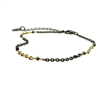 Bracelet & Necklace 925/585 -Oxidised & Black Diamonds 42+8cm from San - Links of Joy