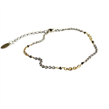 Bracelet & Necklace 925/585 - Rhodium & Black Diamonds 42+8cm from San - Links of Joy