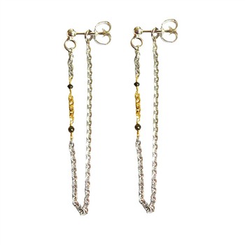 Earrings 925/585 -Rhodium & Black Diamonds Pr.par from San - Links of Joy