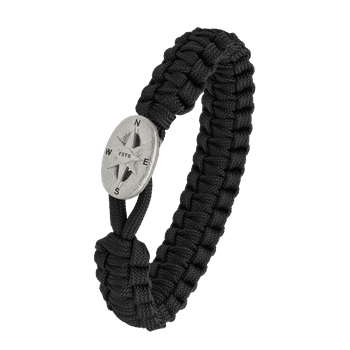 FSTS black bracelet w silver lock 09 from Aagaard, 18 - 25 cm