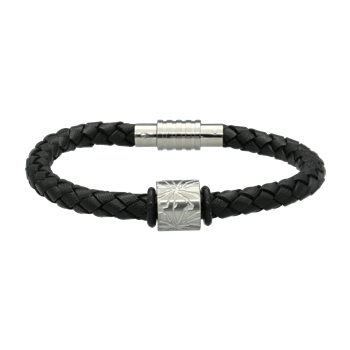 MENS sort armbånd med charm from Aagaard