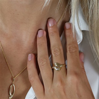 Dame ring, 8kt guld m/7 cz from Aagaard