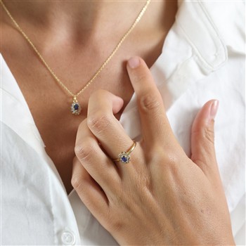 Ring, 8k, Safir/Diamanter from Aagaard