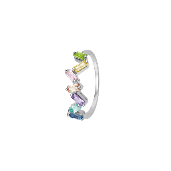 Baquette ring, sølv, 6 sten from Aagaard