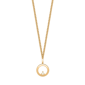 14kt. cirkel vedhæng m/ 0,02ct w/si incl. fg.kæde from Siersbøl
