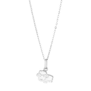 Sheep-shaped silver pendant on a simple link chain, attached with a loop.