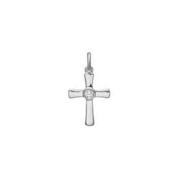 Siersbøl silver cross pendant 18 x 12 mm with cz