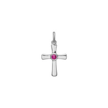 Siersbøl silver cross pendant with synthetic ruby 18mm
