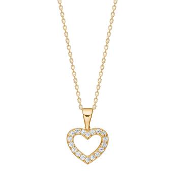 8kt. guldvedhæng hjerte  m/cz inkl. forg. kæde from Siersbøl