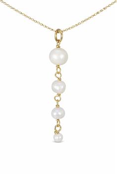 Y-Kæde sølv forgyldt med ferksvandsperler from L&G