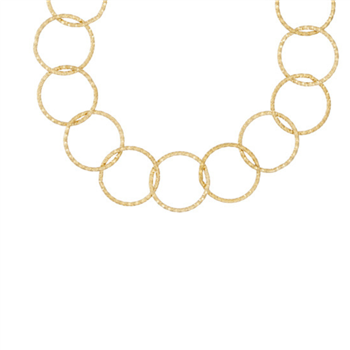 Halskæde med rustikke ringe i stål, belagt med 14 K guld from Blicher Fuglsang