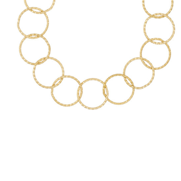 Halskæde med rustikke ringe i stål, belagt med 14 K guld from Blicher Fuglsang