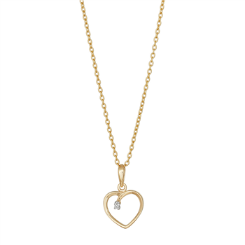 14kt. guldhjerte m/dia. 0.005ct W/SI inkl. forg. k from Siersbøl