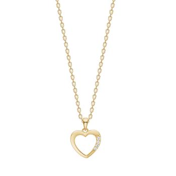 14kt. guldvedhæng hjerte m.0,018ct W/SI inkl. forg. kæde from Siersbøl