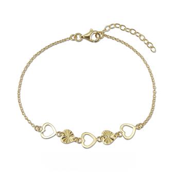 Armbånd sølv forgyldt hjerter from L&G