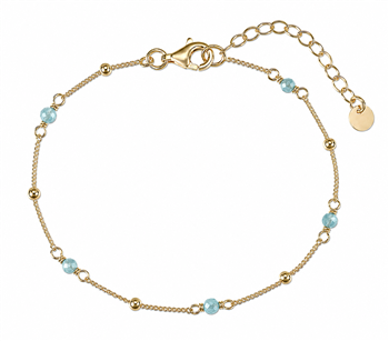 Armbånd sølv forgyldt grøn aqua marine from L&G