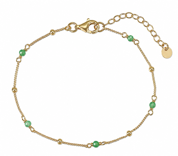 Armbånd sølv forgyldt grøn agat from L&G