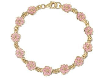 Armb. sølv forgyldt blomst rosa from L&G