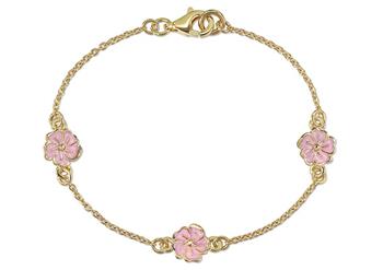 Armb. sølv forgyldt blomst rosa from L&G