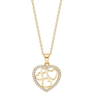 8kt. guldvedhæng hjerte m. cz inkl. forg. kæde from Siersbøl