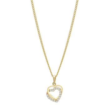 8kt. guldvedhæng dobbelt hjerte m/cz inkl. forg. from Siersbøl