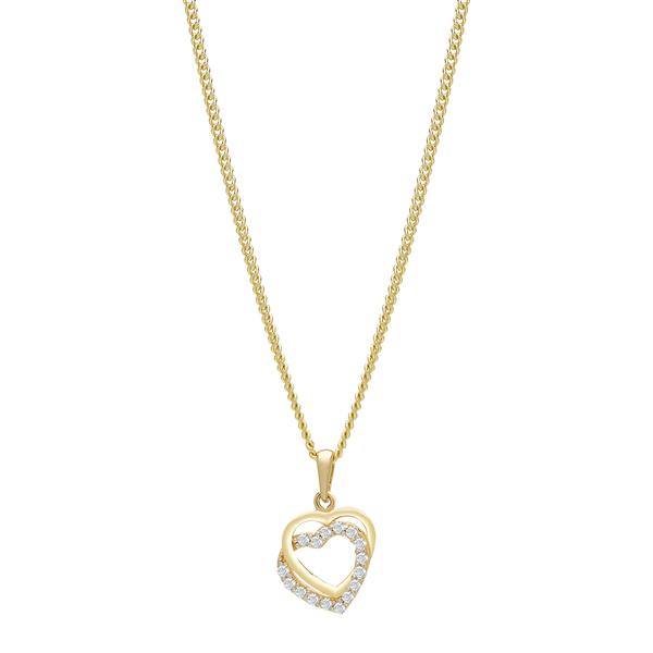 8kt. guldvedhæng dobbelt hjerte m/cz inkl. forg. from Siersbøl