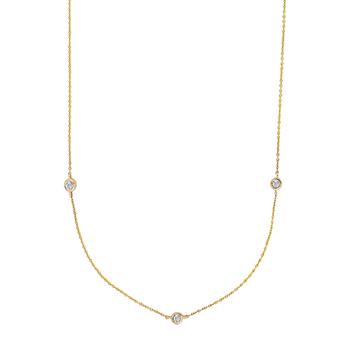 14kt. guldhalskæde m/3 x dia. 0.01ct W/SI from Siersbøl