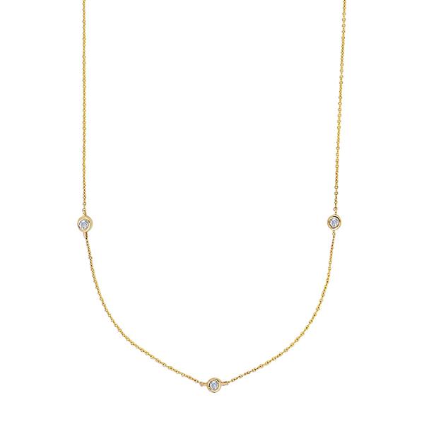 14kt. guldhalskæde m/3 x dia. 0.01ct W/SI from Siersbøl