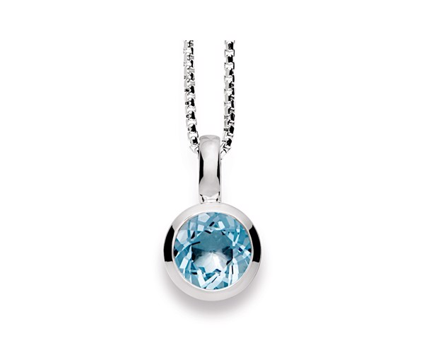 925/- Vedhæng, rho. blank, blå topas 1.70ct from Bastian Inverun