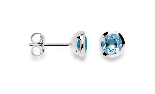 925/- Ørestikker polerede, blå topas 1.02ct from Bastian Inverun