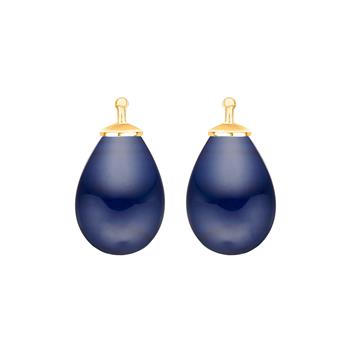 Bøhmisk kvartsglas dråbe farve84 m/fg sølv - par from Heinzendorff