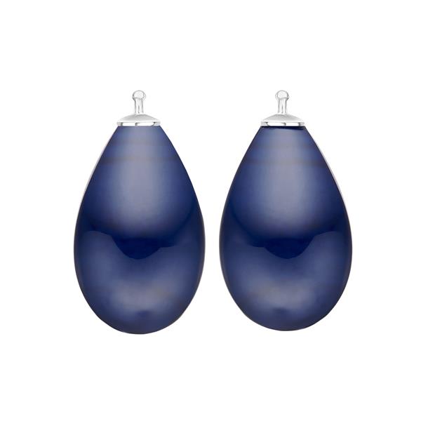 Bøhmisk kvartsglas dråbe farve84 m/rh sølv - par from Heinzendorff