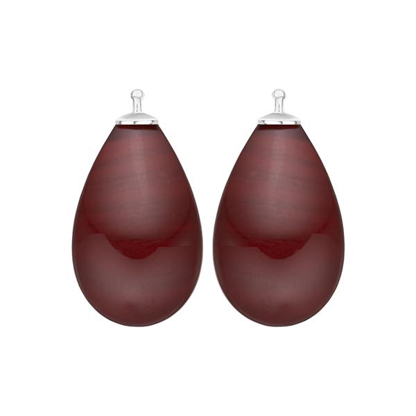 Bøhmisk kvartsglas dråbe farve84 m/rh sølv - par from Heinzendorff