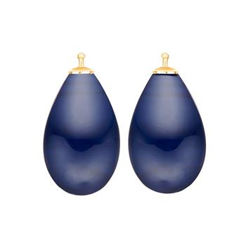 Bøhmisk kvartsglas dråbe farve84 m/fg sølv - par from Heinzendorff