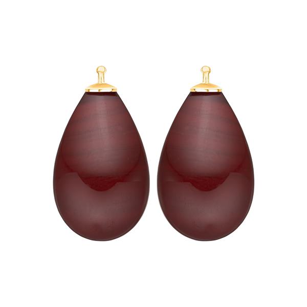 Bøhmisk kvartsglas dråbe farve84 m/fg sølv - par from Heinzendorff