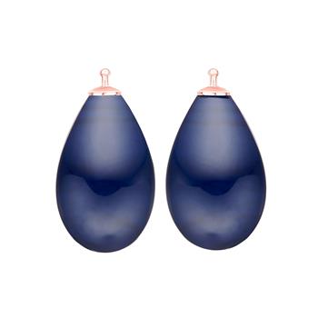 Bøhmisk kvartsglas dråbe farve84 m/rfg sølv - par from Heinzendorff