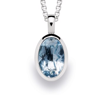 925/- Vedhæng, rho. blank, blå topas 3.3ct from Bastian Inverun