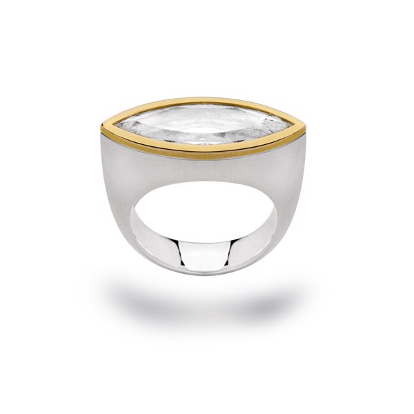 925/- Ring, delvis fg mat/blank, bjergkrystal 3.52 from Bastian Inverun