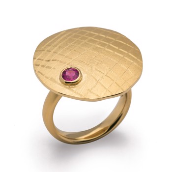925/ - Ring, fg mat/børstet, Rhodolith 0,35CT from Bastian Inverun