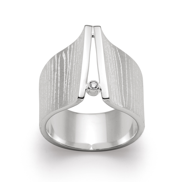 925/ - Ring mat/børstet/blank, dia. 0,02ct W-SI from Bastian Inverun