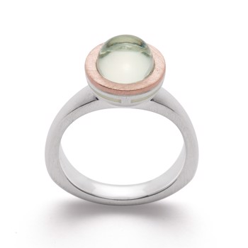 925/ - Ring, delvis rosa fg mat/børstet, GRØN ametyst 2.52CT from Bastian Inverun