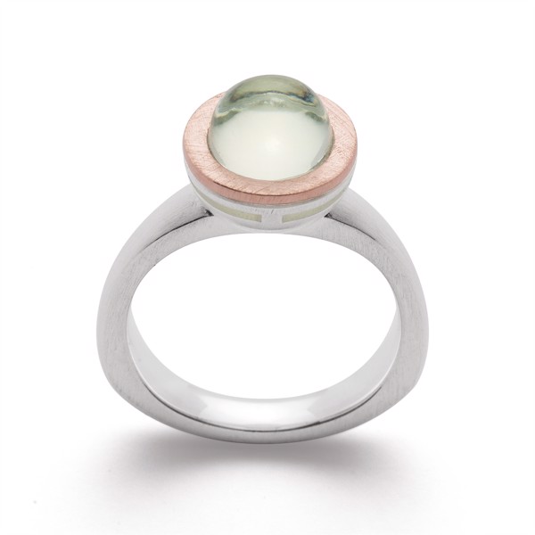 925/ - Ring, delvis rosa fg mat/børstet, GRØN ametyst 2.52CT from Bastian Inverun