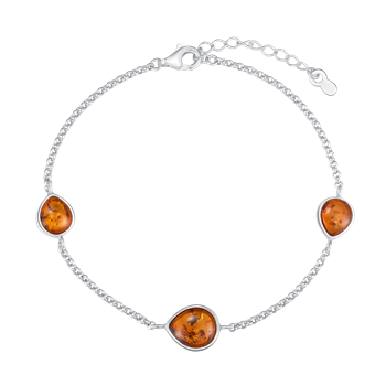 Sølv armbånd med rav from Støvring Design