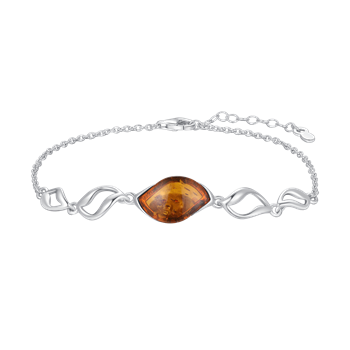 Sølv armbånd med rav from Støvring Design