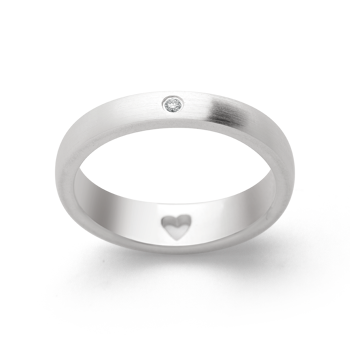 925/- Ring, mat rho., brillant 0,02ct W-SI from Bastian Inverun