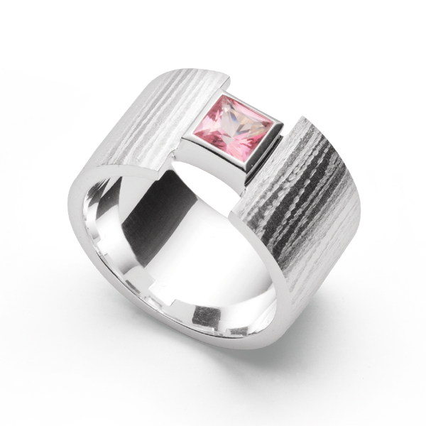 925/- Ring mat/børstet, PINK TOPAZ 0,70CT from Bastian Inverun