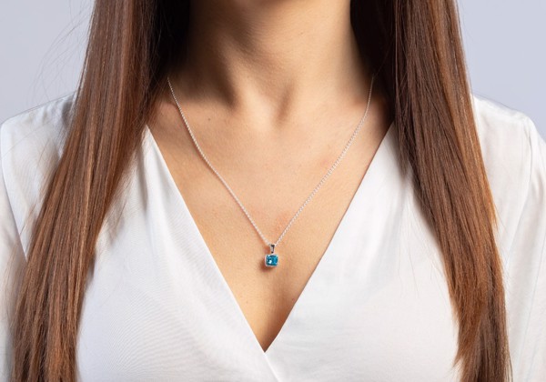 925/- Vedhæng blank, blå topas 1.15ct from Bastian Inverun