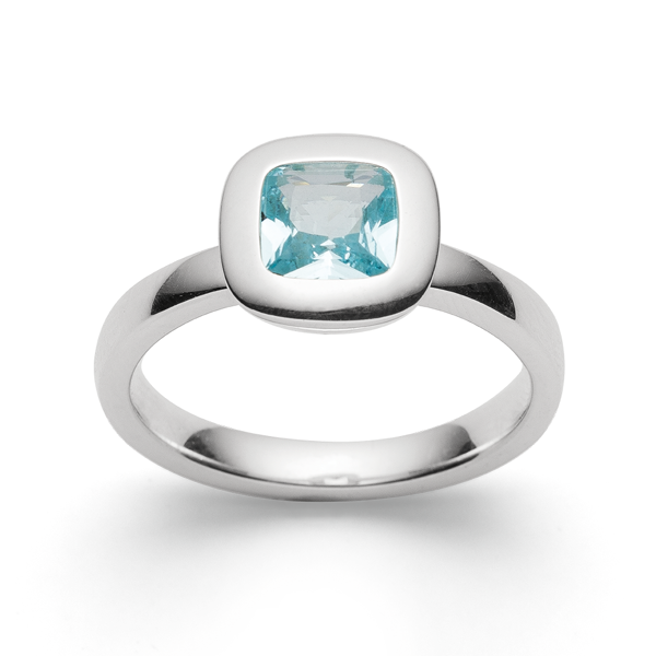 925/- Ring, rho. blank, blå topas 1.07ct from Bastian Inverun