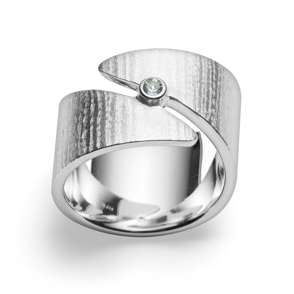 925/- Ring mat/børstet, blå topas 0,12ct from Bastian Inverun