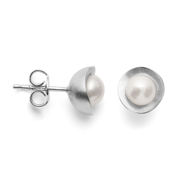 925/- ørehænger, mat rho., hvid kulturperle 2.16ct from Bastian Inverun
